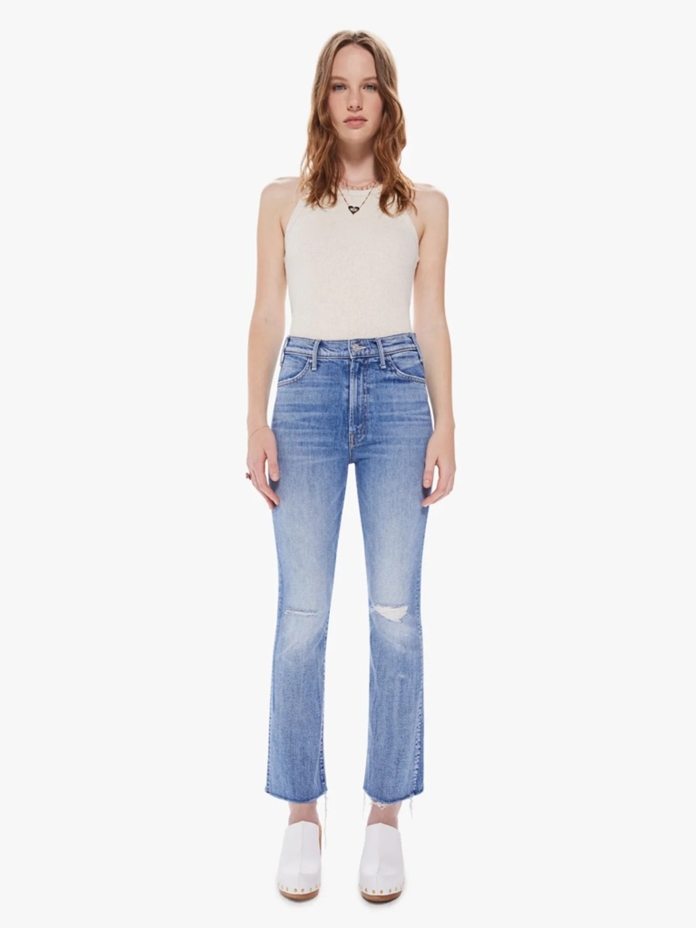 MOTHER The Hustler Ankle Fray Jeans Light Wash High Waist Size 25 🤍